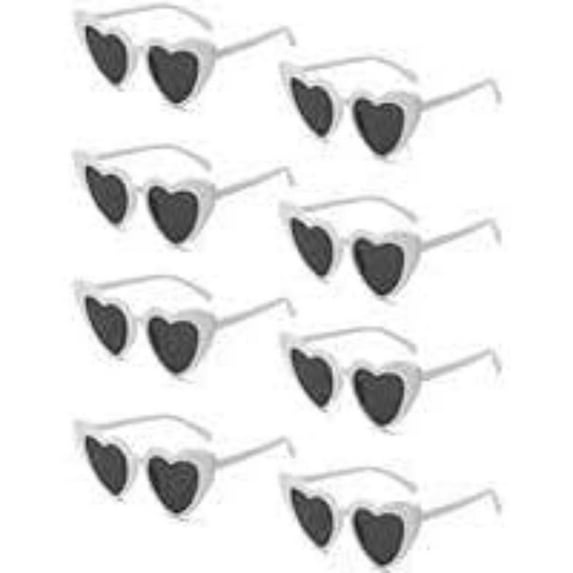 8 pcs of Heart-shaped Fashionable Glasses with White Borders, Suitable for Wedding Parties, Friend Gatherings, Outings, and Photo Props