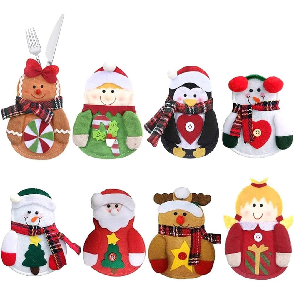 8piece Christmas tableware set, Santa Claus knife and fork bag