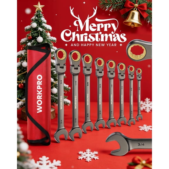 8-Piece Flex-Head Ratcheting Combination Wrench Set