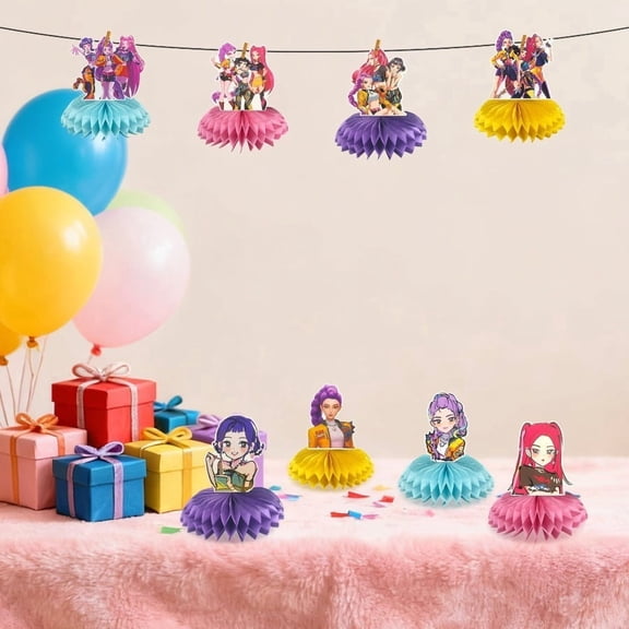 8-piece K-pop Themed Party Honeycomb Centerpiece Set, Perfect for Party Table Decorations and Birthday Parties
