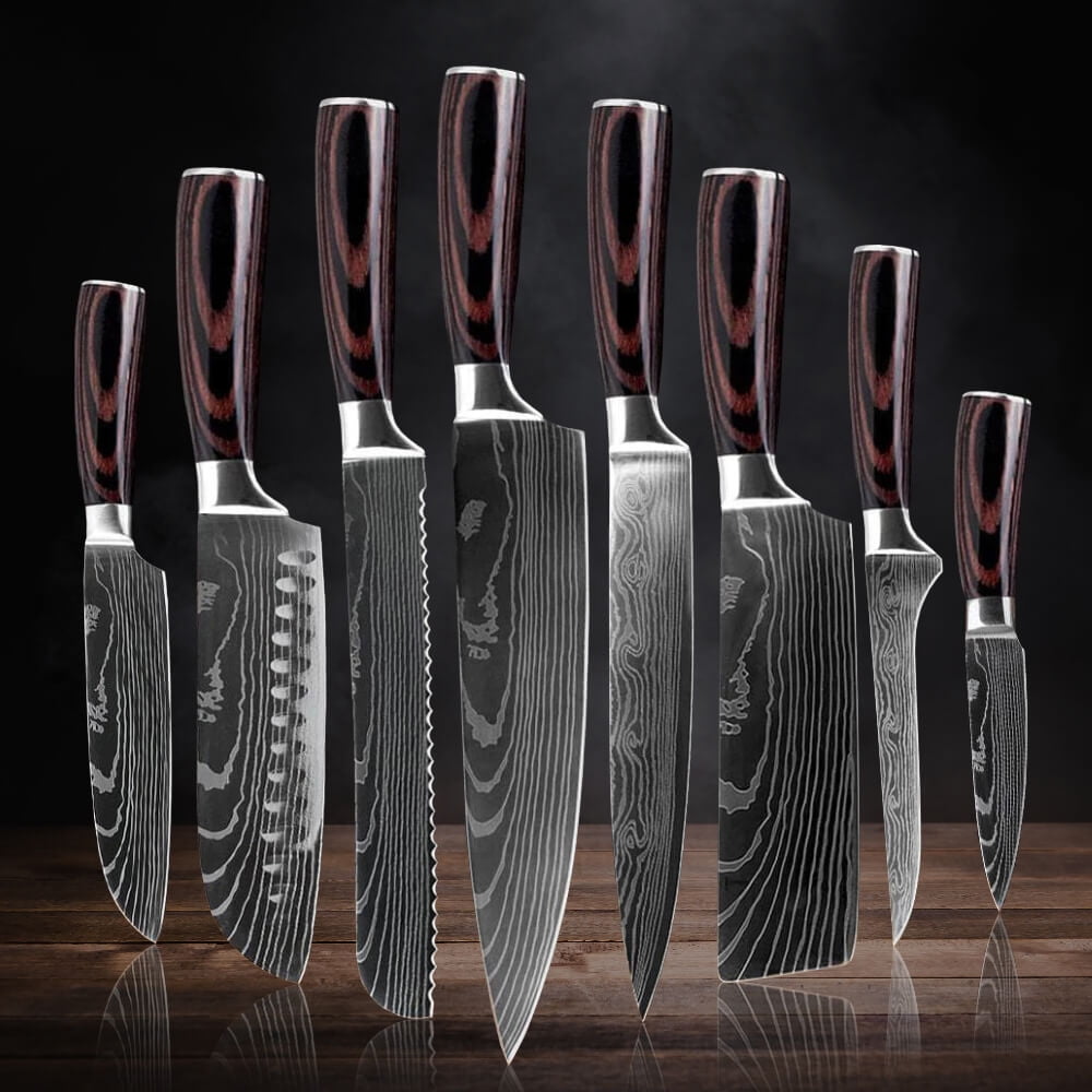  FULLHI Stainless Steel 14pcs Japanese Knife Set & Butcher Knife  Set with Knife Bag and Sheath: Home & Kitchen