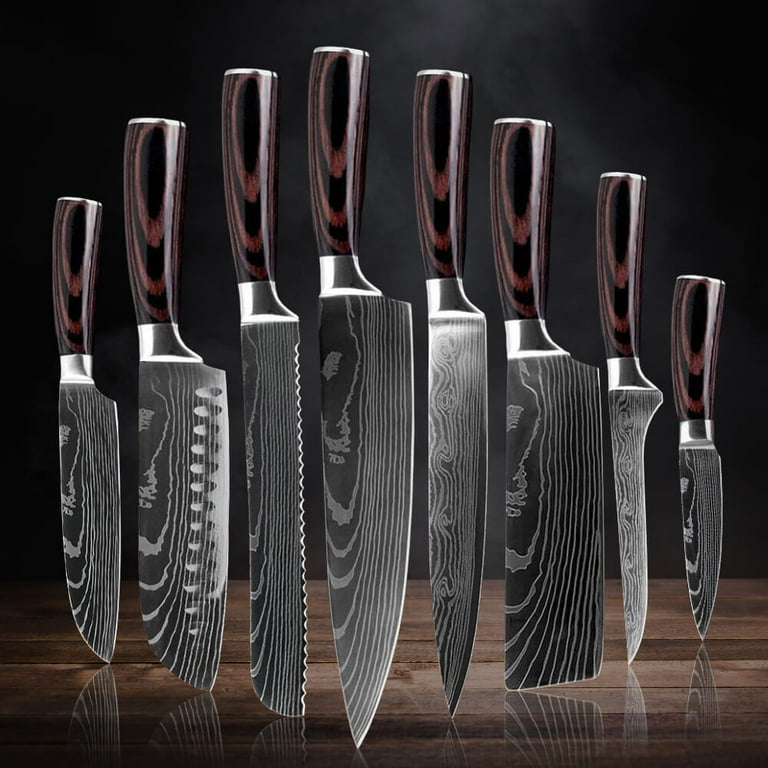 7 Pieces 67 Layers Damascus Knife Block Set with Scissor