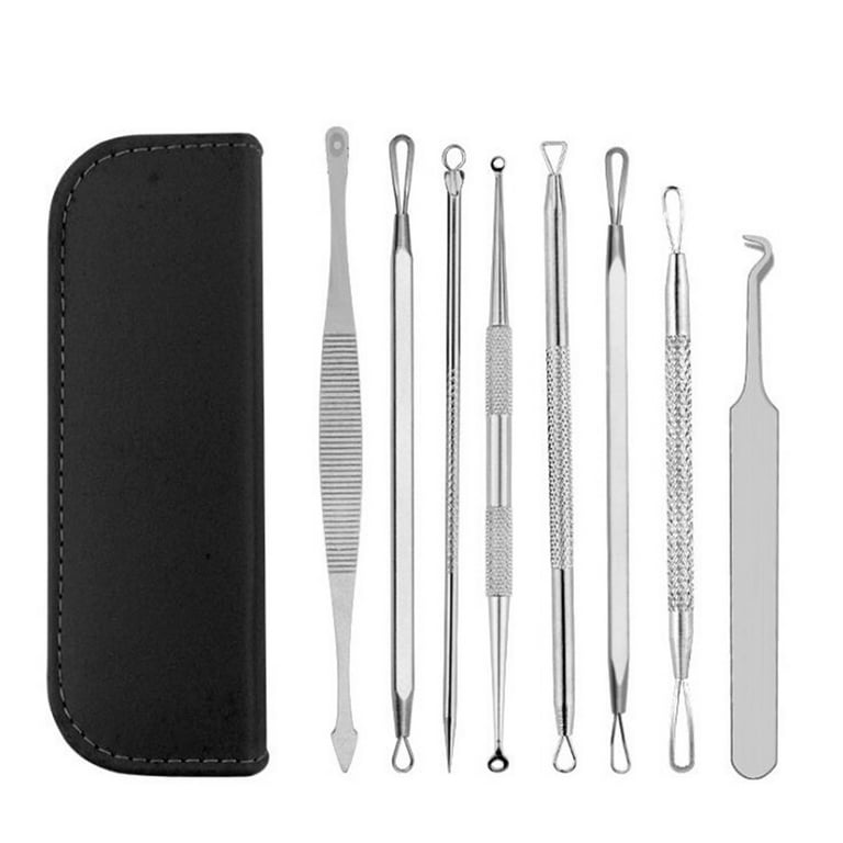8-piece Stainless Steel Acne Needle Set Cleaning Tool Double Hook