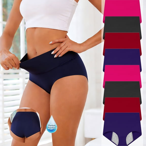 8-piece Women's super absorbent cotton underwear with high flow rate and leak-proof underwear
