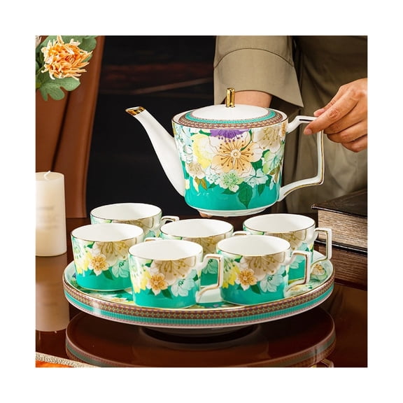 8-piece ceramic souvenir set, ceramic water set, tea set with tray, home Chinese teapot
