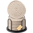 thumbnail image 1 of 8-piece coaster set, suitable for beverages, 4-inch large coasters protect tabletops from hot and cold drinks, multi-functional coasters, excellent home decorations, non-slip and easy to clean., 1 of 6