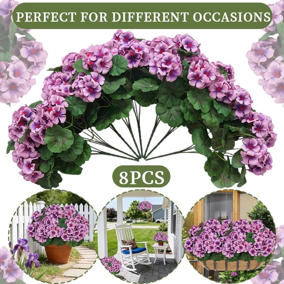 8-piece set (including 40 purple flower balls) artificial red sunflower for outdoor spring and summer decoration - UV resistant realistic silk plant imitation for garden, porch, courtyard, balcony, h