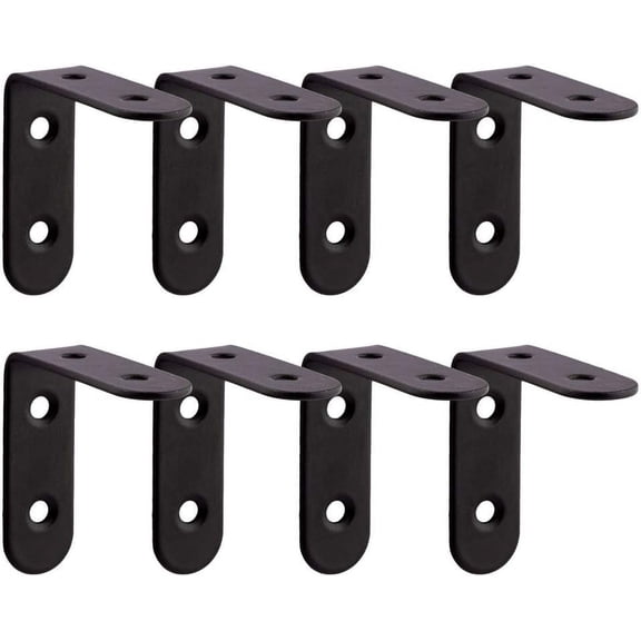 8 pieces of 2-inch black L-shaped stainless steel corner bracket, heavy-duty right angle fixed bracket, wall floating storage board support connection piece