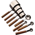 thumbnail image 1 of 8 pieces Silvery Measuring Cups Set and Measuring Spoons Set with Scale, Wooden Handle Stainless Steel Dry & Liquid Measuring Cup for Cooking Baking, 1 of 18