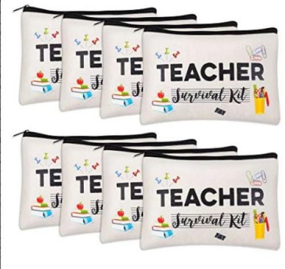 Bright Creations Teacher Appreciation Pouches with Zipper for Pencils, Stationery, Toiletries, 5 Festive Designs, Makeup Bags, Travel Cosmetic Pouch