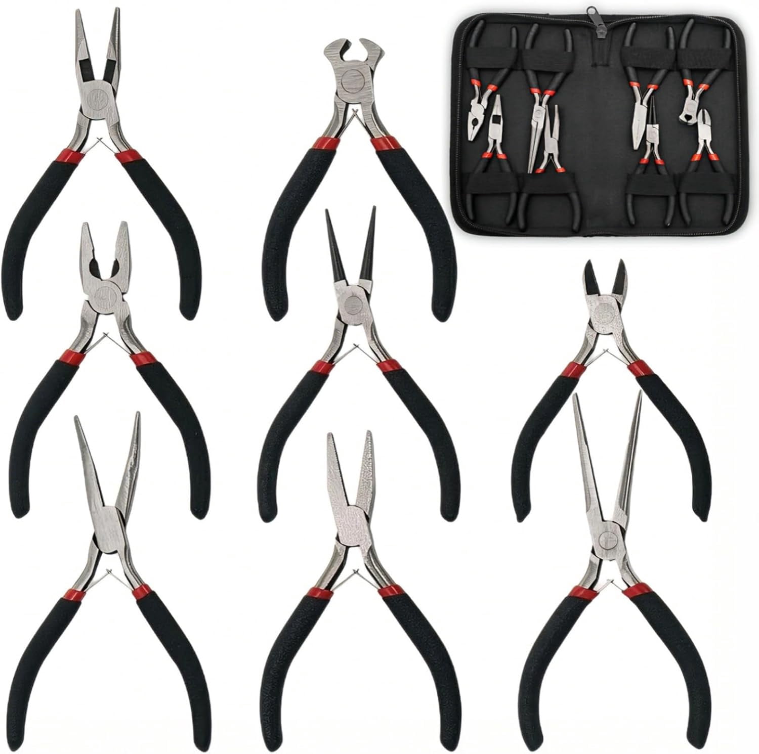 8 pieces of mini pliers set, professional jewelry making tools set with bag, for crafts, multi-functional precision tools for electronics, beading, crimping, cutting, wrapping