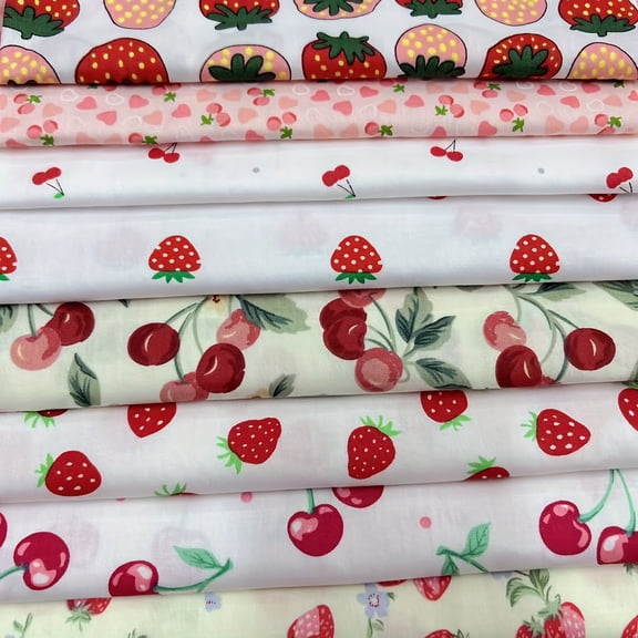 8 pieces of fruit-patterned fabric, thick quarter fabric for patchwork, sewing, and DIY quilting projects