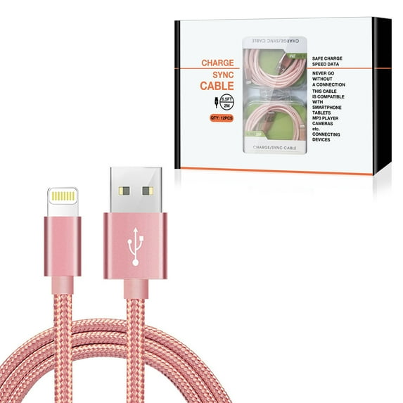 8-pin Fast /sync Cable 6.5 Ft In Rose Gold (12pcs) For Use With 8 Pin