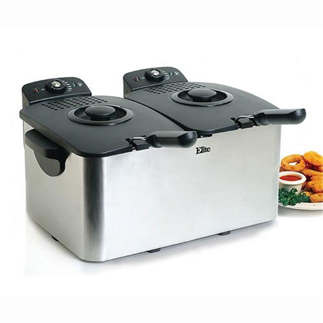COSTWAY Deep Fryer with Basket, 5.3Qt Stainless Steel Electric Oil Fryer  w/Adjustable Temperature, Timer, Lid with View Window, Professional Style