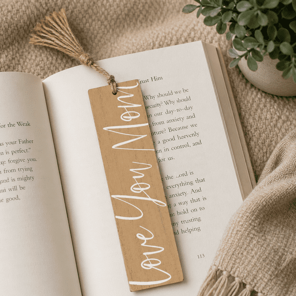 8 Reversible Wood Bookmark with Tassel Love You Mom | Mothers Day Collection