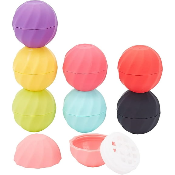 8 sets 8 colors Plastic Empty Lip Balm Sphere Containers Cosmetic Packaging Lip Balm Ball Mixed color 4.2cm Inner Diameter: 2.8cm Capacity: 7g(0.23 fl. oz) 4pcs/set 1set/color Plastic