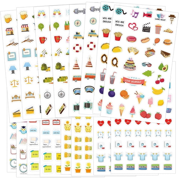 8 sheets Daily Planners Stickers Everyday Essentials Planner Stickers Monthly Weekly Daily Planner Stickers for Journals and Calendars Decorating, Planning, Crafts