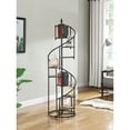 thumbnail image 1 of 8-shelf Staircase Bookcase Rustic Brown and Black, 1 of 5