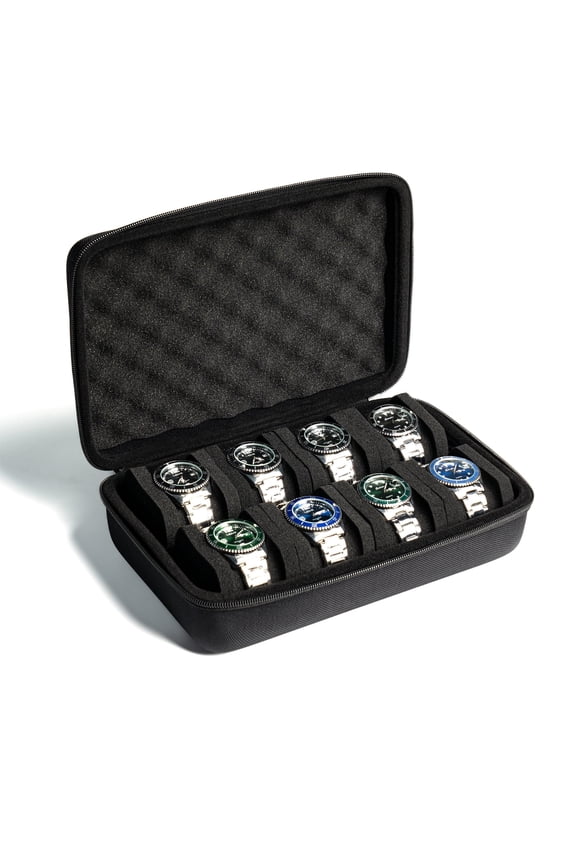 8 slots watch box, watch travel case, hard watch storage display organizer