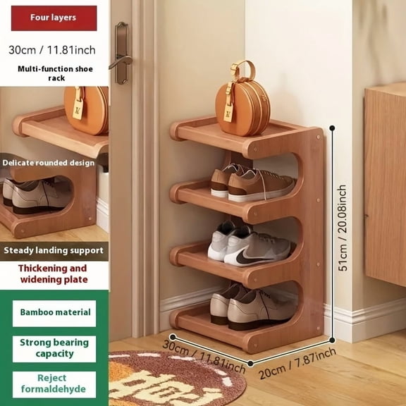 8-story bamboo shoe rack, multifunctional storage rack, narrow space storage rack, simple bamboo shoe rack suitable for various rooms, room decoration rack, shoe storage box.