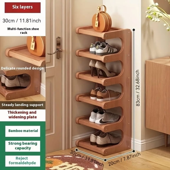 8-story bamboo shoe rack, multifunctional storage rack, narrow space storage rack, simple bamboo shoe rack suitable for various rooms, room decoration rack, shoe storage box.