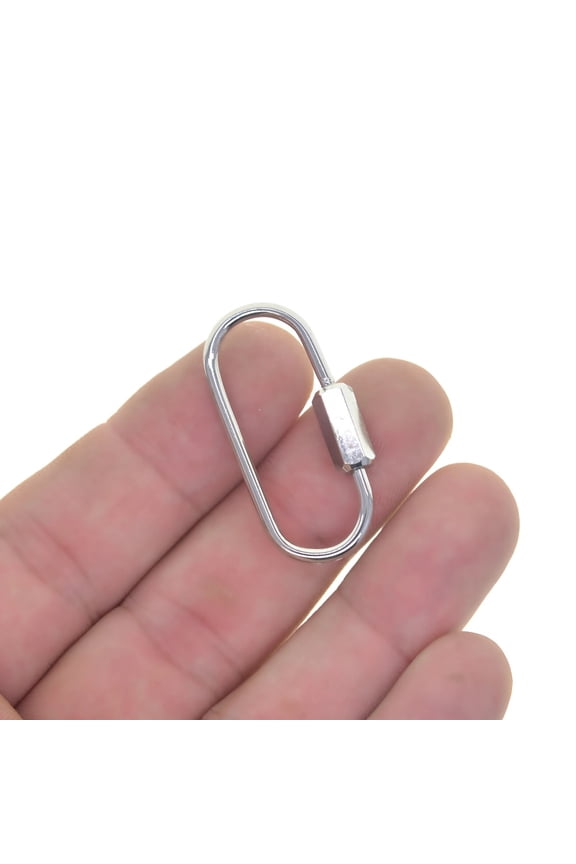 8 style stylish simple design silver plate brass oval Drop rectangle Screw Locking Carabiner Key ring Keychain EDC gift