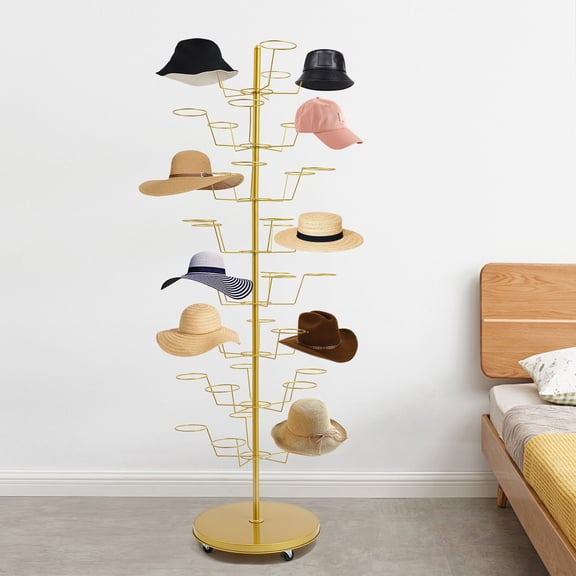 8-tier Modern Gold Hat Freestanding Hat Display Stand for Clothing Stores, Shopping Malls