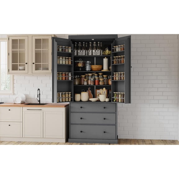 8-tiered Door Shelves with Guardrails | Adaptable Storage Cabinet | Prevent Items from Toppling Over
