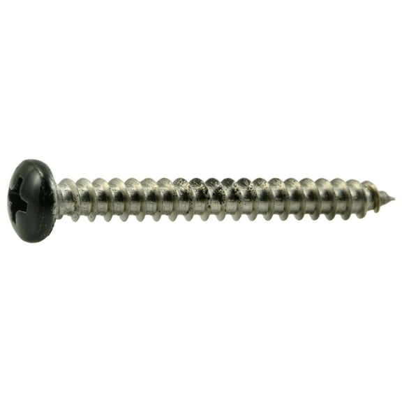 #8 x 1-1/2" Black Painted 18-8 Stainless Steel Phillips Pan Head Sheet Metal Screws SMSPSS-587