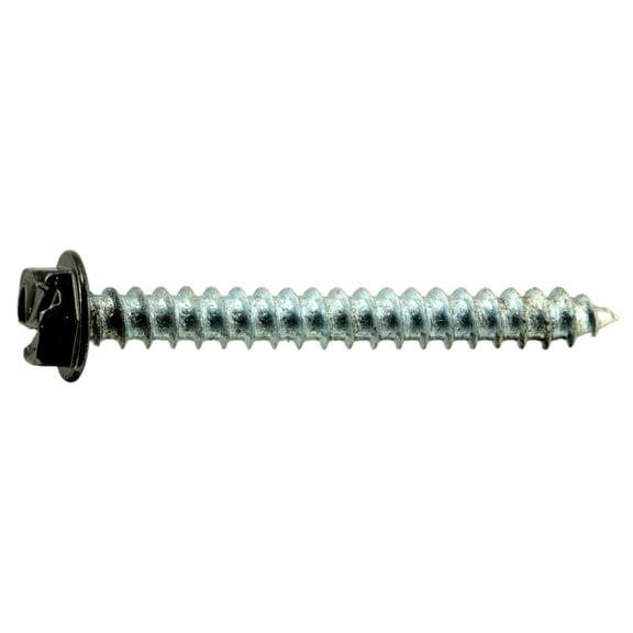 #8 x 1-1/2" Black Painted Slotted Hex Washer Head Sheet Metal Screws (25 pcs.)
