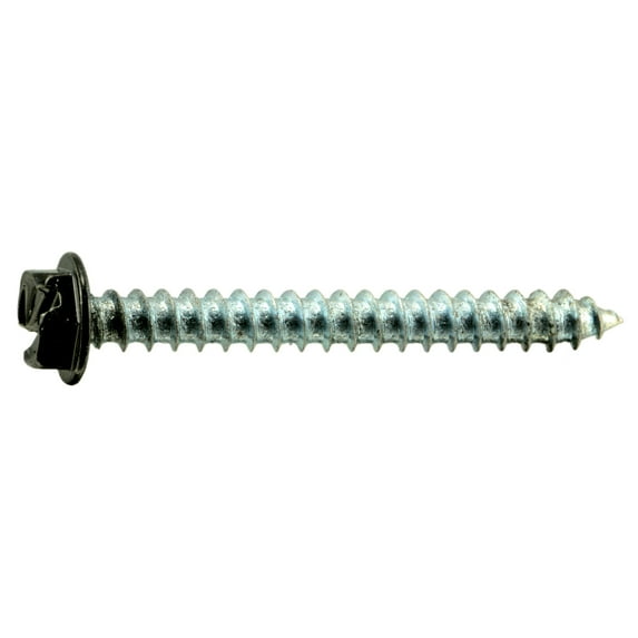 #8 x 1-1/2" Black Painted Slotted Hex Washer Head Sheet Metal Screws (25 pcs.)