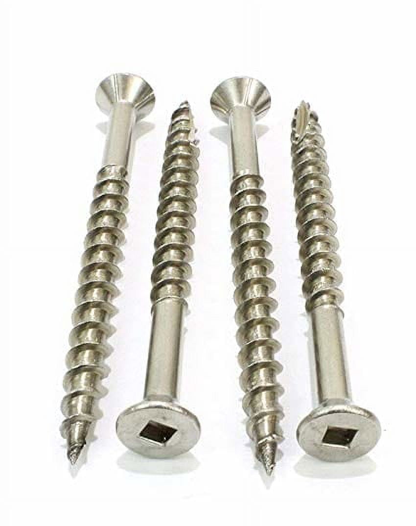 #12 X 3\" Marine Grade 316 Stainless Steel Deck Screws – 25 Pack, Square Drive, Bugle Head, Type 17 Point