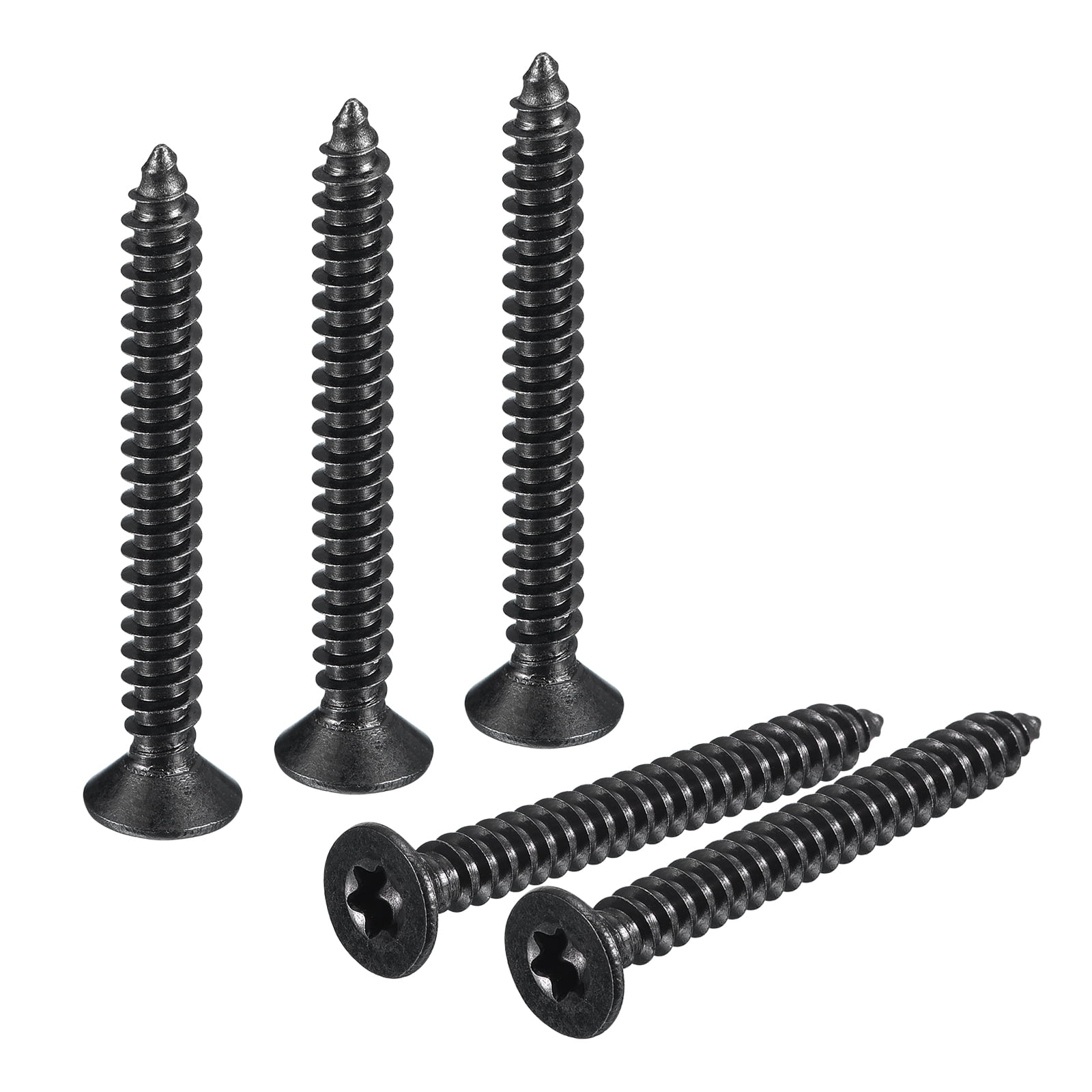 #8 x 1-1/2-inch Flat Head Torx/Star Wood Screws, 100 Pcs 304 Stainless Steel, Full Threaded, Black Coated, Fit T20 Bit