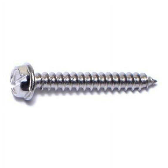#8 x 1-1/4" 18-8 Stainless Steel Slotted Hex Washer Head Sheet Metal Screws SMSHSS-244