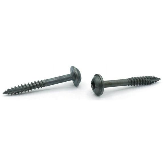 #8 x 1 1/4" Deep Thread Wood Screws / Pocket Hole / Square Drive / Round Washer Head / Type 17 / Steel / Plain - 5000 Piece Carton