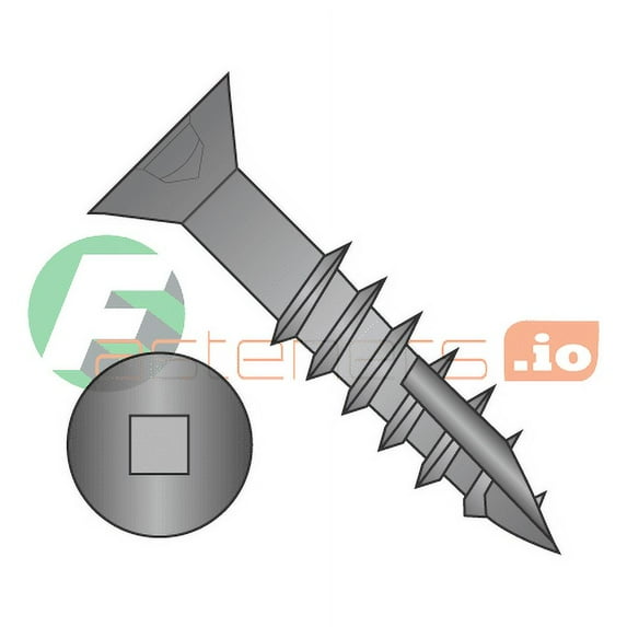 #8 x 1 1/4" Deep Thread Wood Screws / Square / Flat Head / Steel / Black Oxide / Type 17 Point Pt / With Nibs / Type 17 Point Point / With Nibs / 2/3 Thread (Quantity: 7,300 pcs)