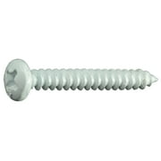 #8 x 1-1/4" White Steel Phillips Pan Head Sheet Metal Screws 30 pcs.