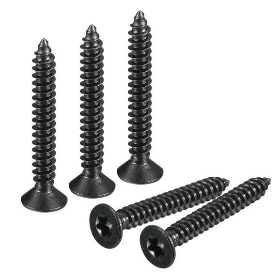 #8 x 1-1/4-inch Flat Head Torx/Star Wood Screws, 100 Pcs 304 Stainless Steel, Full Threaded, Black Coated, Fit T20 Bit