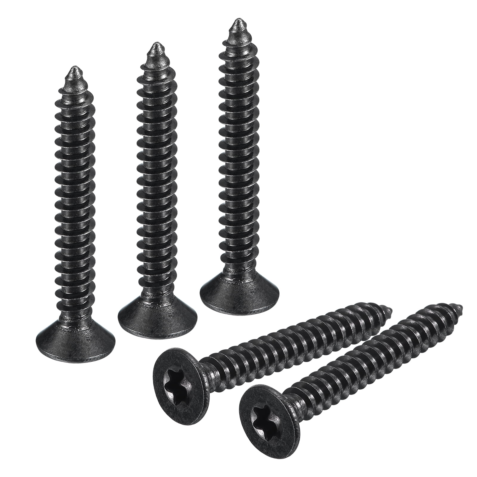 #8 x 1-1/4-inch Flat Head Torx/Star Wood Screws, 150 Pcs 304 Stainless Steel, Full Threaded, Black Coated, Fit T20 Bit