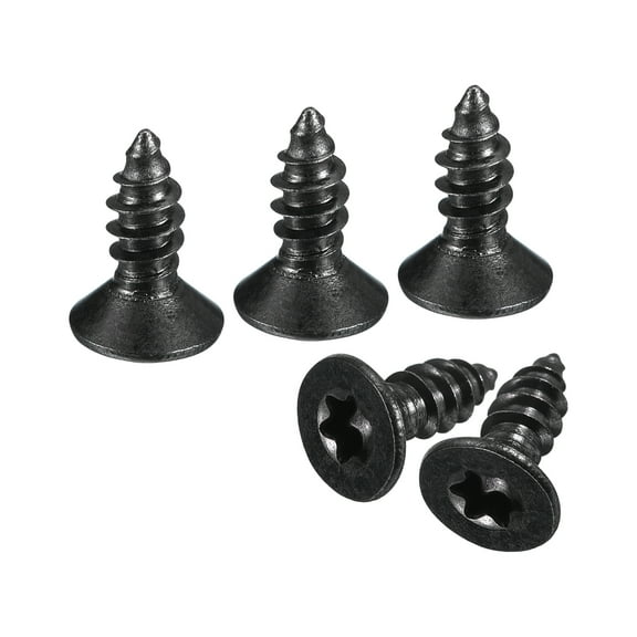 #8 x 1/2-inch Flat Head Torx/Star Wood Screws, 50 Pcs 304 Stainless Steel, Full Threaded, Black Coated, Fit T20 Bit