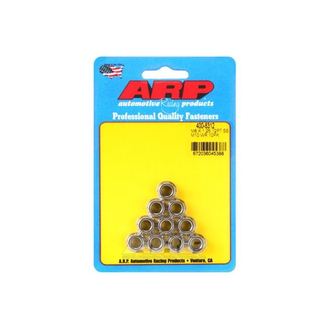 8 x 1.25 mm Thread Stainless Steel Nut with 12 Point Head, Polished - Set of 10
