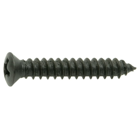 #8 x 1" Black Steel Phillips Oval Head Sheet Metal Screws
