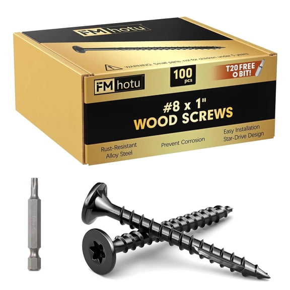 #8 x 1 Deck Screws, 100Pcs Star Drive Wood Screws, Rust Resistant Timber Screws