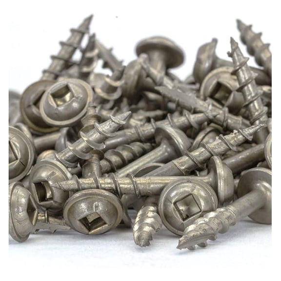 #8 x 1" Pocket Hole Deck Screws Square Drive Round Washer Head Wood Deep Coarse 1000 Pack