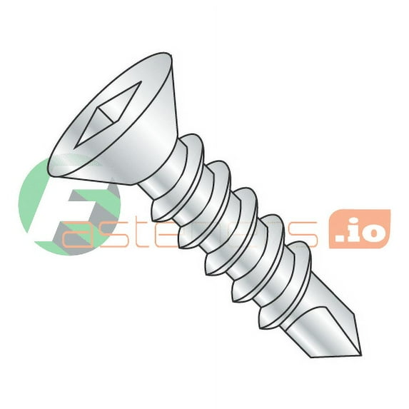 #8 x 1" Self-Drilling Screws / Square / Flat Head / Steel / Zinc / #2 Drill Point (Quantity: 6,000 pcs)