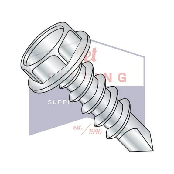 #8 x 1" Self-Drilling Screws | Unslotted | Hex Washers Head | Steel | Zinc (Quantity: 6000)