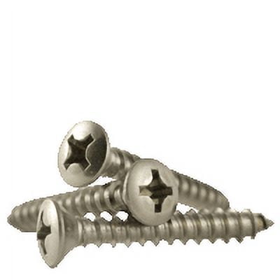 #8 x 1" Self Tapping Screw, Stainless Steel (18-8), Phillips Oval Head, Type A (inch) Head Style: Oval, (QUANTITY: 4000) Drive: Phillips, Point: Type A, Fully Threaded
