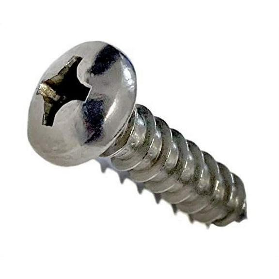 #8 x 1" Stainless Steel Pan Head Sheet Metal Screws, Full Thread, Phillips Drive, Bright Finish, Self-Tapping, Quantity 100 Pieces by Marine Bolt Supply
