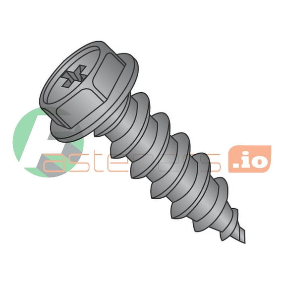 #8 x 1" Type A Self-Tapping Screws / Phillips / Hex Washer Head / Steel / Black Oxide (Quantity: 5,000 pcs)