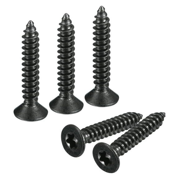 #8 x 1-inch Flat Head Torx/Star Wood Screws, 100 Pcs 304 Stainless Steel, Full Threaded, Black Coated, Fit T20 Bit